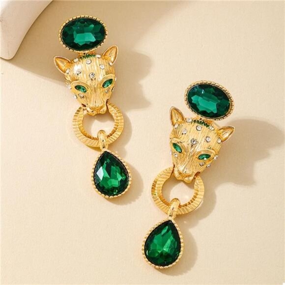 18K Gold-Plated Leopard Teardrop Earrings - Picture 4 of 5